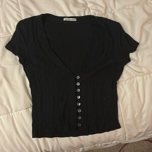 Black buttoned tee